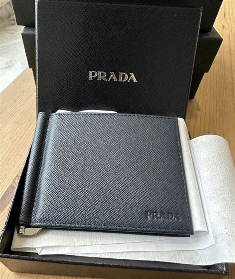 prada saffiano money clip wallet|Prada zipper wallet.